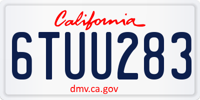 CA license plate 6TUU283