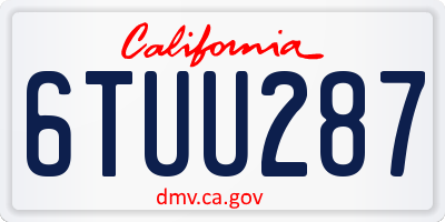 CA license plate 6TUU287