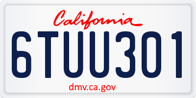 CA license plate 6TUU301