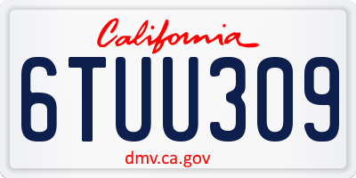 CA license plate 6TUU309