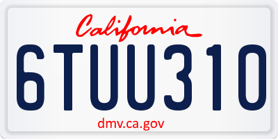 CA license plate 6TUU310