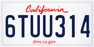 CA license plate 6TUU314