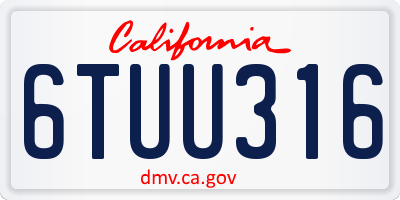 CA license plate 6TUU316