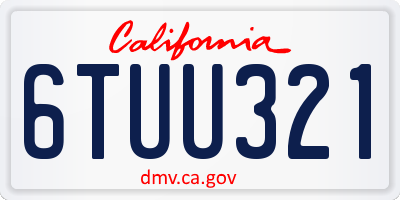CA license plate 6TUU321