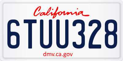 CA license plate 6TUU328