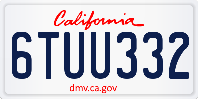 CA license plate 6TUU332