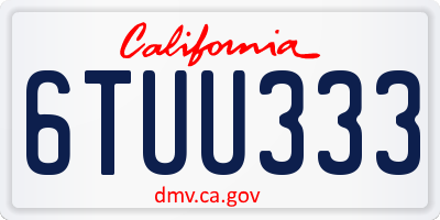 CA license plate 6TUU333