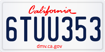 CA license plate 6TUU353