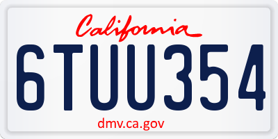 CA license plate 6TUU354
