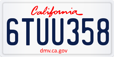 CA license plate 6TUU358