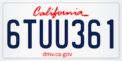 CA license plate 6TUU361