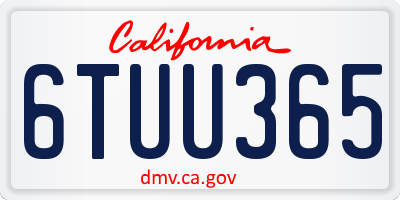 CA license plate 6TUU365