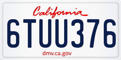 CA license plate 6TUU376
