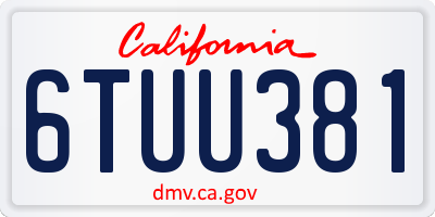 CA license plate 6TUU381