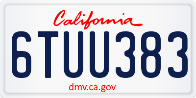 CA license plate 6TUU383