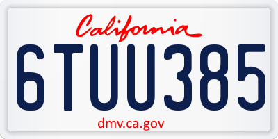 CA license plate 6TUU385