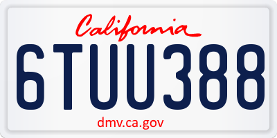 CA license plate 6TUU388