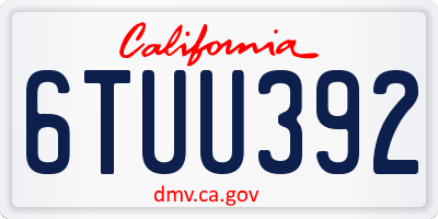 CA license plate 6TUU392