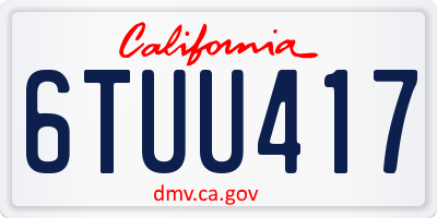 CA license plate 6TUU417