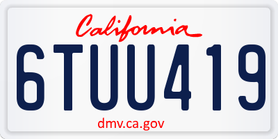 CA license plate 6TUU419