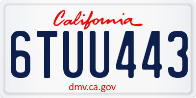 CA license plate 6TUU443