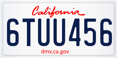 CA license plate 6TUU456