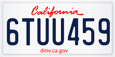 CA license plate 6TUU459