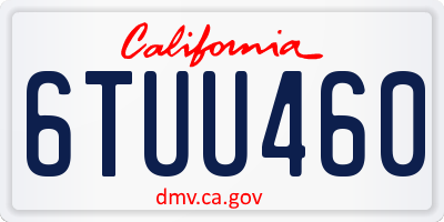 CA license plate 6TUU460