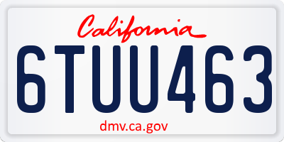 CA license plate 6TUU463