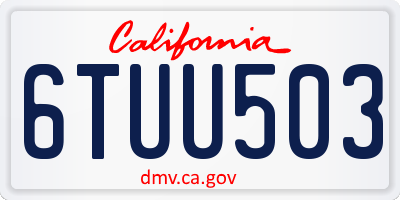 CA license plate 6TUU503