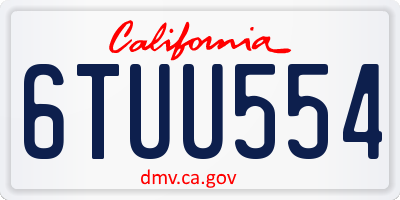 CA license plate 6TUU554