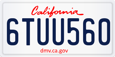 CA license plate 6TUU560