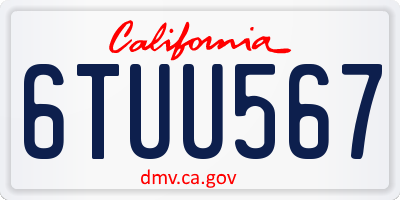 CA license plate 6TUU567