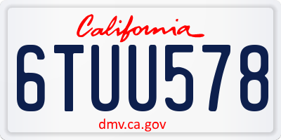 CA license plate 6TUU578