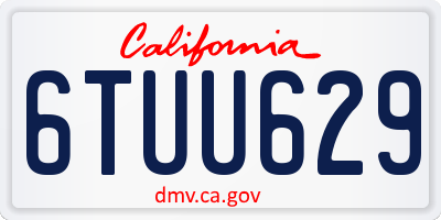 CA license plate 6TUU629