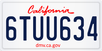 CA license plate 6TUU634