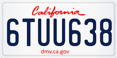CA license plate 6TUU638