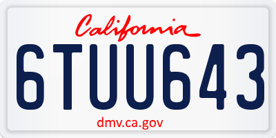 CA license plate 6TUU643