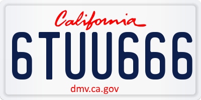CA license plate 6TUU666