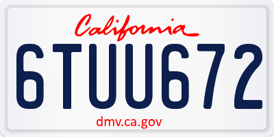 CA license plate 6TUU672