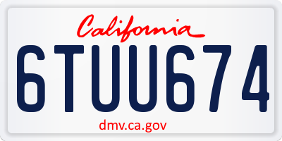 CA license plate 6TUU674