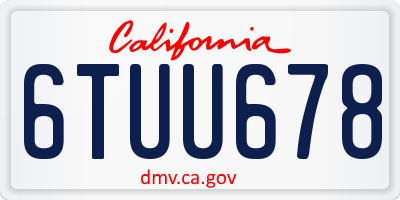 CA license plate 6TUU678