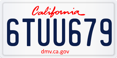 CA license plate 6TUU679