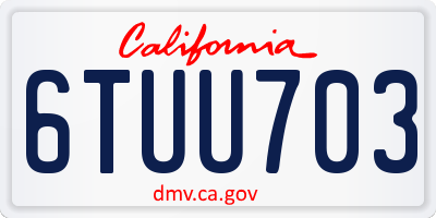 CA license plate 6TUU703