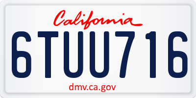 CA license plate 6TUU716