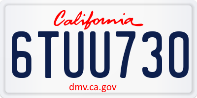 CA license plate 6TUU730