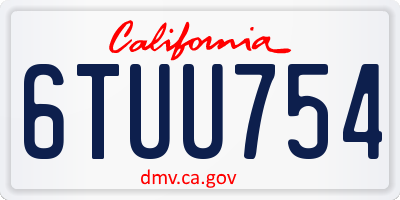 CA license plate 6TUU754