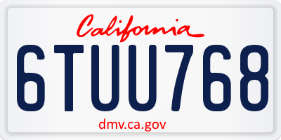 CA license plate 6TUU768