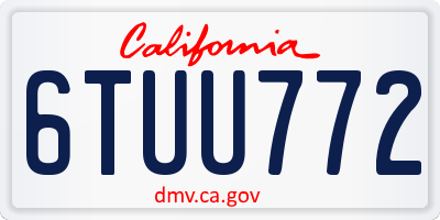CA license plate 6TUU772