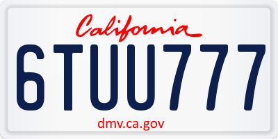 CA license plate 6TUU777